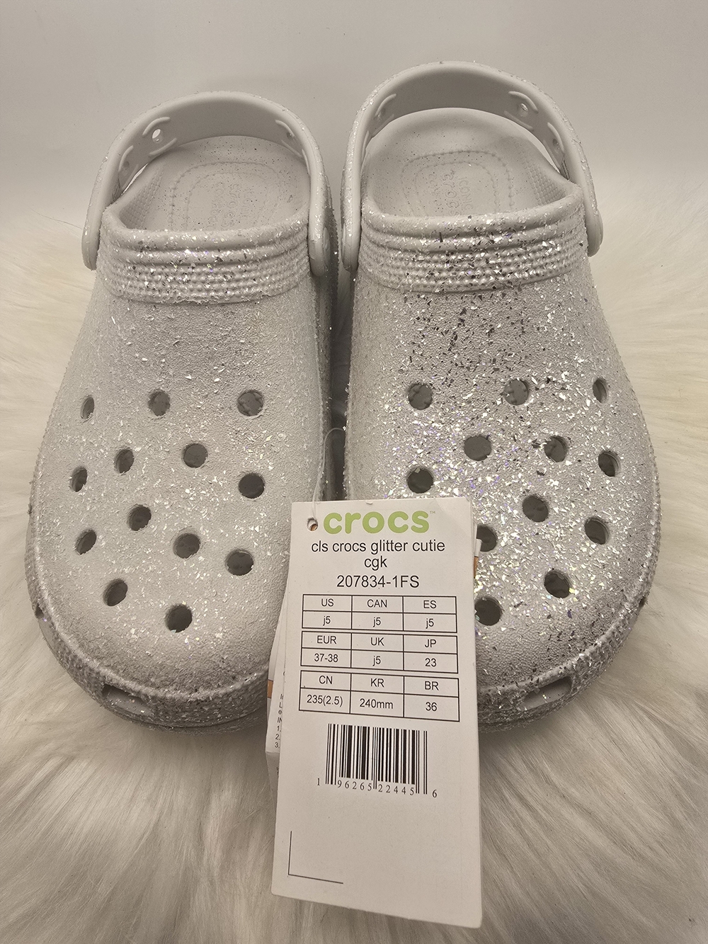 Crocs Kids' Glitter Cutie Clog - White